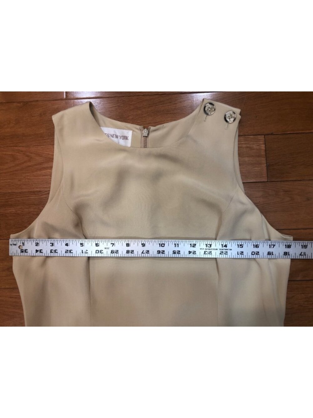 Jones New York Silk Beige Sleeveless A-Line Dress Size 10 Polished Professional - Picture 4 of 8